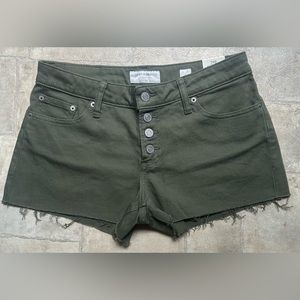 NWT Lucky Brand 'The Cut Off' Women's Jean Shorts Classic Green Distressed Sz 4